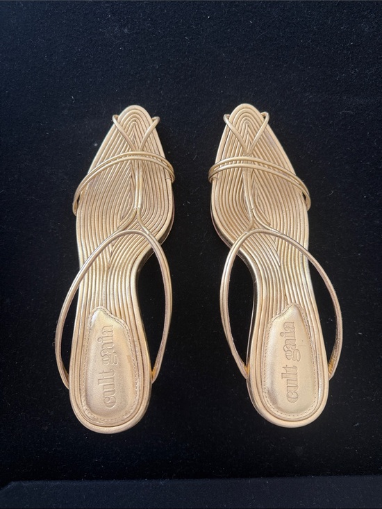 cult gaia Shoes - cult gaia Metallic Gold Strappy Mules